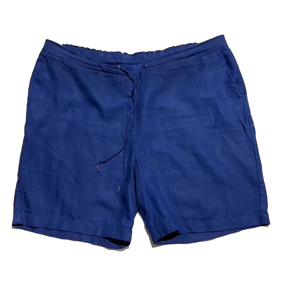 Chico's Blue Drawstring Linen Blend Shorts